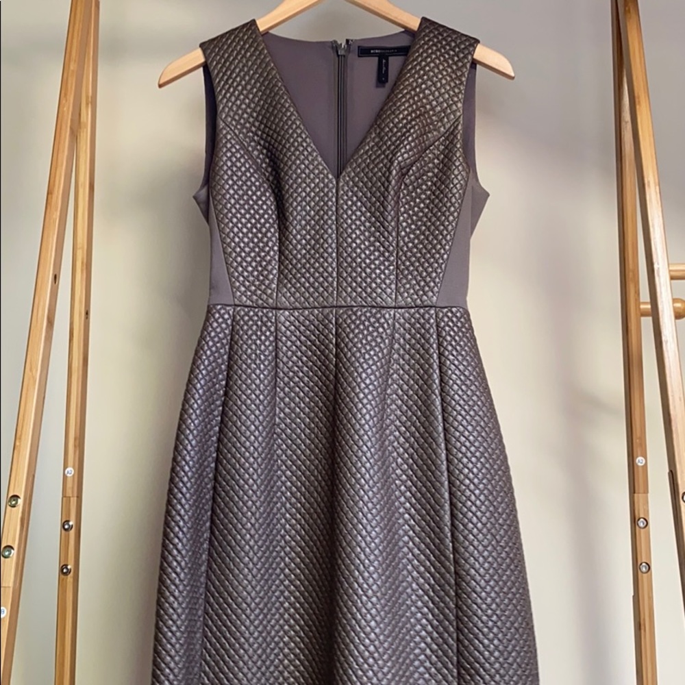 BCBG MaxAzria - FAUX LEATHER QUILTED DRESS
